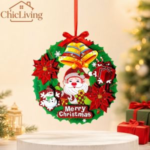 ChicLiving Christmas Wreath Paper Rattan Door Hanging Garland Home Window Mall Xmas Deco Party Photo Prop