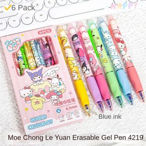 6ชิ้น/1เซ็ต Sanrio เจลปากกา Erasable ปากกานักเรียนชั้นประถมศึกษาง่ายต่อการเช็ดท่าทางกดปากกาการ์ตูนแบบพกพาอเนกประสงค์ปากกามาร์กเกอร์หนังสือปากกาแก้ไขที่มีคุณภาพสูงกดประเภทระบายสีปากกา
