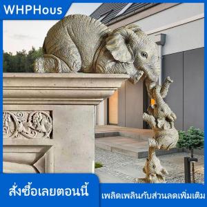 WHPHous งานฝีมือตกแต่งทำจากเรซิน3ชิ้นช้างที่เหมือนจริงสำหรับแม่หุ่น2ชิ้นแบบแขวน