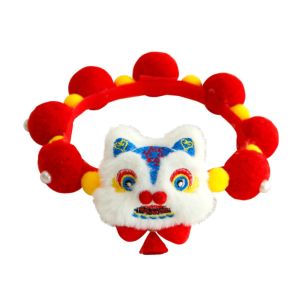 PERNEAKY Cartoon New Year Cat Joy Collar Creative Cute Cat Neck Strap Pet Grooming Accessories Adjustable Pet Necklace Spring Festival