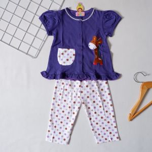Setelan Anak Perempuan Bahan Katun Giraffe Lengan Pendek Model Piyama Anak Baju Tidur Kualitas Ekspor Jojo Kidswear Bisa COD