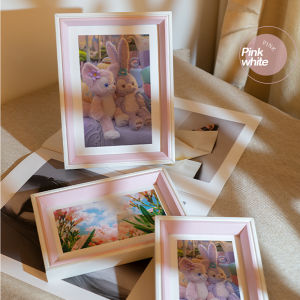 Wooden Photo Frame Home Decor Fashion Art Picture Frame Tabletop Wall Hanging Photo Frame Pink Black and White Wood-Grain Photo Frame A4/4*6/5*7/A5/8*10inch