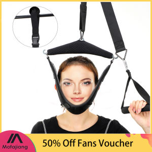 MOFAJIANG Hanging Neck Traction Kit Adjustable Neck Cervical Traction Belt Stretch Breathable Sling Chiropractic Neck Care Brace Correction Stretcher Pain Relief Care