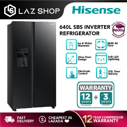 Hisense 640L Side by Side 2 Door Inverter Refrigerator RS700N4AWBUI