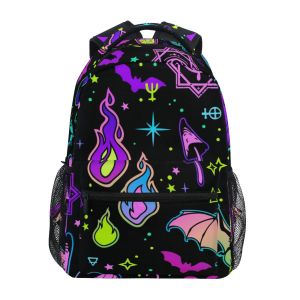 2025 NEW High School Girls Backpack Star Moon Mushroom Fire School Bags For Teenage Girls Multi Pockets Backpack Women Mochila2026
