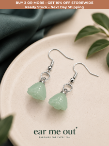 [SG] Jade Bloom Drop Earrings | 925   Hooks | Lightweight Jade-like Green Dangle Earrings | Elegant Everyday Jewellery - ear me out (EMO-79)