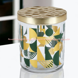 Kris 650ml Goldie Green Stoples Tempat Snack Cemilan Warna Hijau Toples Motif Geometris Krisbow Bahan Akrilik