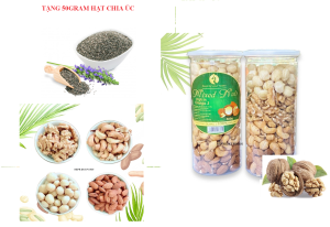 [TẶNG 25GRAM HẠT CHIA ÚC] 500Gram Hạt Hỗn Hợp 4 loại tách vỏ( Óc chó Vàng/Hạt điều /mắc ca/hạnh nhân) TH FONUT NK Mỹ/ Úc giòn ngọt - 500Gram Mixed Nuts