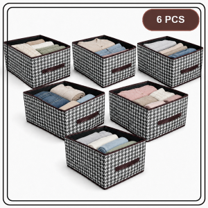 【JJ HOME】 Foldable Houndstooth Storage Box | Clothes & Pants Wardrobe Organizer