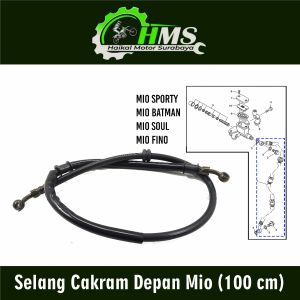 Selang Cakram Depan Mio (100 cm) - Kabel Cable Cabel Tali Kawat Seling Rem Rim Brake Brake Cakram Disk Depan Yamaha Fino Mio Karbu Mio Sporty Mio Batman Mio Soul Nouvo