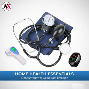 3in1 Aneroid Stethoscope BP Monitor + Infrared Thermometer + Fingertip Pulse Oximeter SMH-01