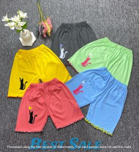 Hemat 3pcs Celana pendek anak perempuan usia 0-12 tahun motif kucing dan kupu-kupu lucu celana pendek anak murah