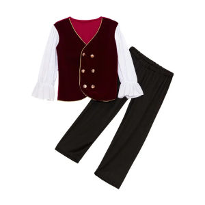 Boys Medieval Pirate Shirt and Pants Set Kids Renaissance Double ed Halloween Victoria Viking Scottish Costume Suit