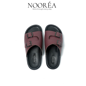 NOOREA - Sandal Wanita Liora Maroon | Sandal Selop | Sandal Kulit | Sandal Casual Wanita