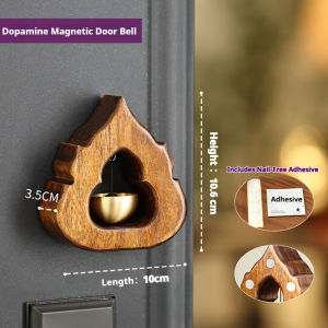 Wooden Door Bell with Brass Chime | Dopamine Car Hanging Ornament Handmade Entryway & Home Decor Meditation Chime