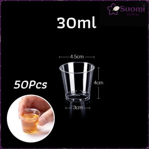 Suomi 50pcs Disposable Plastic Cup Transparent Household Meal Cup Wedding Cups 30ml 50ml