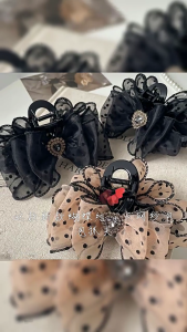 โบว์ที่แต่งผมสวยหรูกรงเล็บลายจุดตาข่ายสำหรับผู้หญิงและวินเทจของเด็กผู้หญิงสไตล์เครื่องประดับผม