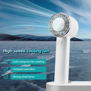 [SG Ready Stock Yeoka Lights and Bath] Portable Handheld Compact Cooling Fan with Cold Plate for Generating Cold Air and LED display. Lightweight and Powerful Wind.