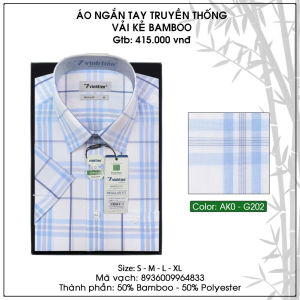 Áo Sơ Mi Ngắn Tay Bamboo Pha Dáng Regular- Vạt Ngang Vĩnh Tiến 415 Nhiều Màu N2