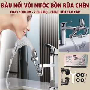 Đầu Nối Vòi Nước Xoay 1080 độ Thông Minh 3 Khúc Lắp Vào Vòi Nước Chậu Rửa Chén Bát Lavabo 2 Chế Độ Nước Chảy Tiện Lợi