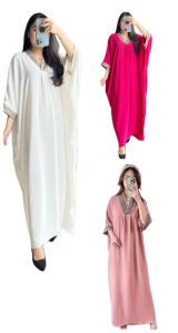 Kaftan 7859-85 Crinkle Oversize Bahan Import Premium Renda Bordir Realpict LD 190 PJ 130 CM