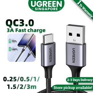 UGREEN USB C Cable 3A USB Type C Quick Charge Cable with 56Ω QC 3.0 Fast ChargingQC 3.0 Fast Charging Nylon Cord Data Transfer Compatible with iPhone 16 15 Galaxy S22 S21 Ultra S20 Pixel Switch/PS5/Xbox Series GoPro Hero