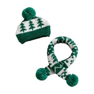 FAKA Adjustable Cat Dog Christmas Hat Scarf Cute Green Red Pet Dress Up Set Christmas Tree Warm Pet Knitted Suit Xmas Pet Costume