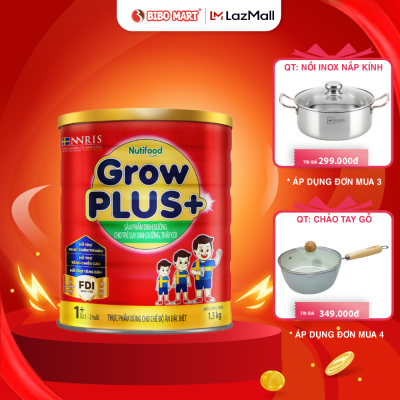 Sữa GrowPLUS+ Đỏ Hỗ Trợ Tăng Cân Tiêu Hóa Tốt Đề Kháng Khỏe Phát Triển Não Bộ Lon 1.5kg Cho Bé - Bibo Mart