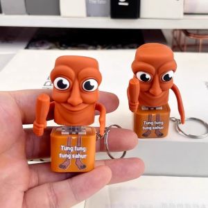 Creative Brainrot Tung Tung Sahur Keychain Tralalero Tralala Ornament Keyring Desktop Decoration Bag Pendant Children Toy Gift
