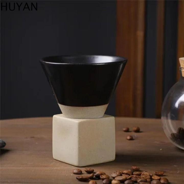 HUYAN Vintage Ceramic Coffee Mugs 100ml with Base Afternoon Tea Cup