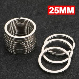 100/20pcs Key Ring Key Chain 25mm Round Flat Round Split Keychain Polished Metal Blank Circle For DIY Findings