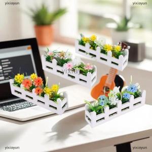 [COD] yixiayun 1Pcs Pretend Play Toy 1:12 Scale Dollhouse Simulated Flower Fence Decor Garden Lifelike Artificial Miniature Potted Plants