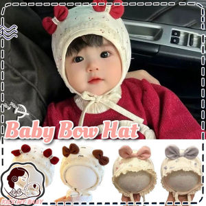 Baby Bow Hat Baby Beanie Sweet Lace Infant Girl Ear Protection Windproof Head Princess Cap Baby Topi