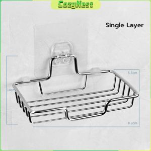 C.N. Soap Holder Stainless Steel Double Layer Soap Box Toilet Rack Wall-mounted Bathroom Holder