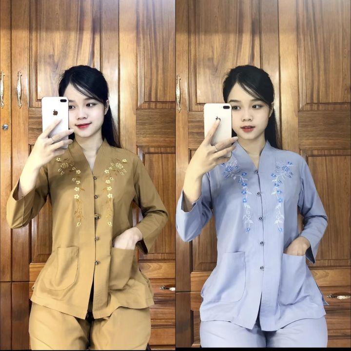 đồ #lam đi chùa #bà lai kate 2 túi thêu hoa phù hợp mọi lứa tuổi ...