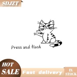 SDJZT 1 3 cái phim hoạt hình mèo nhà vệ sinh Sticker- Báo Chí và tuôn ra  phòng tắm trang trí tự dính PVC tường Decal cho nhà vệ sinh và bồn tắm