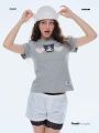 (จัดส่งภายใน35-60วัน) STYLIST | KUROMI Edition - Regular Tee Triple Heart Grey เสื้อยืดพอดีตัว คุโรมิ. 