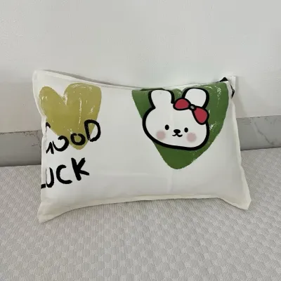 Gối cho bé đi học cotton đũi xơ đậu nành mềm mịn thoáng khí vỏ gối hình dễ thương cho bé kích thước 30x50cm