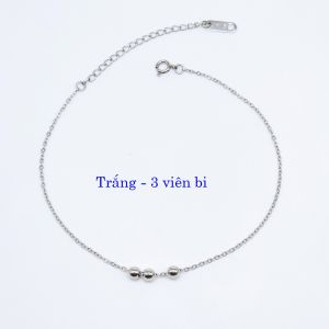 Lắc chân titan nữ mặt hạt bi tròn dây mắt xích nhỏ móc khóa tròn không đen gỉ