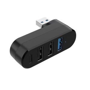 180-degree rotating USB 3.0 four-port hub with TYPE-C extension connector