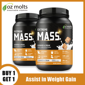 Ozmolts Extreme MASS Gainer Powder for Muscle Building Mass Protein Powder Gain Weight Supplement Workout Drink Cookies and Cream 2LBS