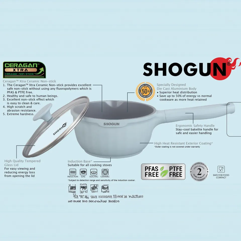 La Gourmet Shogun Mikasa 18cm Ceramic Saucepan | Thick Gauge Die