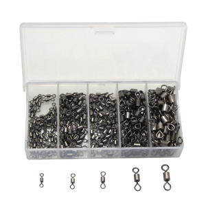 250pcs High Strength Fishing Barrels Swivels Rolling Fishing Tackle Line Connector Swivels Fishing Line Connector