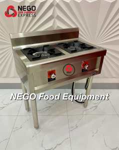 Commercial Gas Stove High Pressure 2 Burners with Stand Hose Regulator