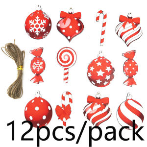 (12 Pcs/bag) Christmas Colorful Wooden Lollipop Candy Decoration Xmas Tree Hanging Decorations Holiday Party Painting Materials