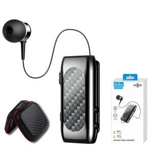 DISOUR Original Carbon Fiber K56 Business Bluetooth 5.2 Earphone One-button Retractable Headset Talk&Music 20 Hours With Mic Noise Cancelling Hifi Lavalier Sport Music Wireless Headphones