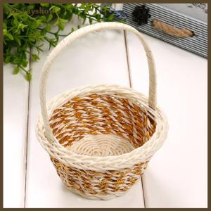 [The Fayshow] ตะกร้าสานใส่ดอกไม้ตะกร้ามือถือ1ชิ้นตะกร้าสำหรับงานเลี้ยงงานแต่งงาน