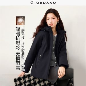 GIORDANO Women Down Jackets Triple-Protection Duck Down Jackets Thick Warm Fashionable Casual Hooded Jackets 05376718