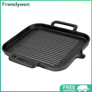 COD [Free Shipping] Heavy Duty Cast Iron Griddle Pan with Double Handles Perfect for Indoor and Outdoor Grilling Compatible with Gas and Induction Stoves