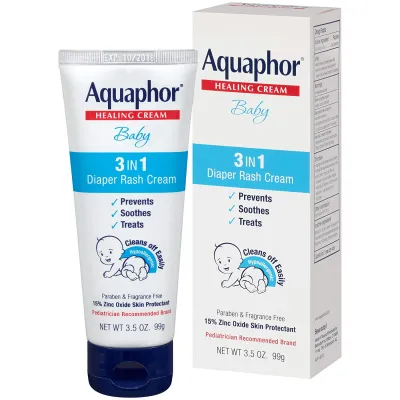 Aquaphor Baby 3 in 1 Diaper Rash Cream Prevents Soothes and Treats Diaper Rash (3.5 oz 99 g)